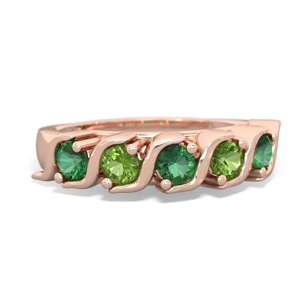 Lab Emerald Anniversary Band 14K Rose Gold ring R2089