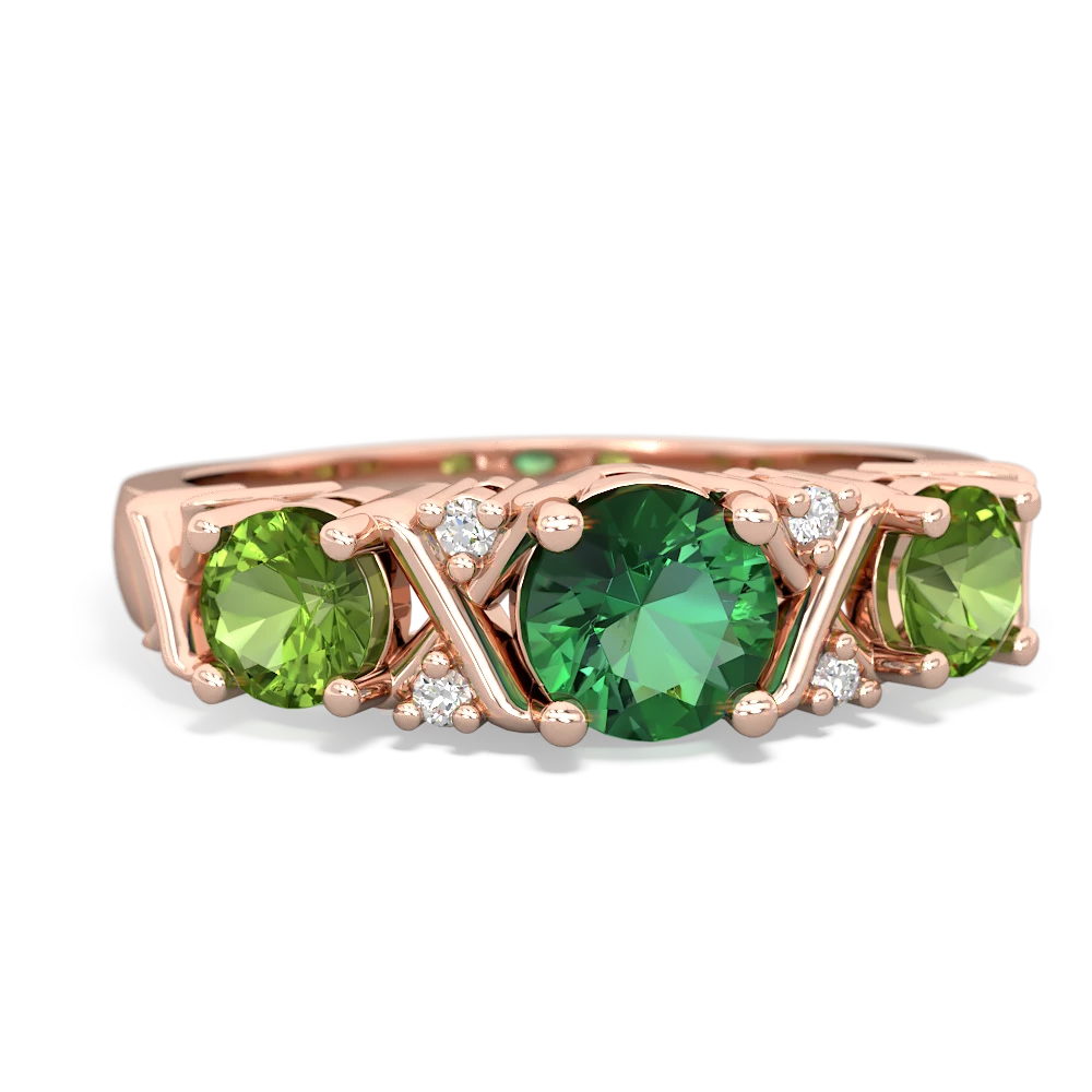 Lab Emerald Hugs And Kisses 14K Rose Gold ring R5016