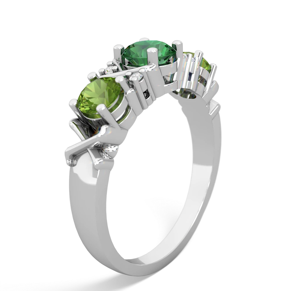 Lab Emerald Hugs And Kisses 14K White Gold ring R5016