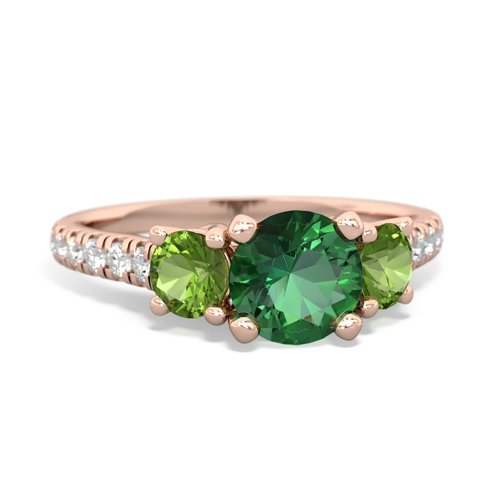 Lab Emerald Pave Trellis 14K Rose Gold ring R5500