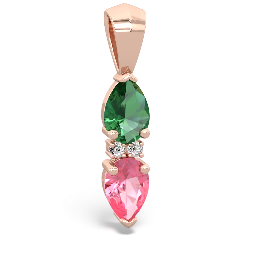 Lab Emerald Bowtie Drop 14K Rose Gold pendant P0865