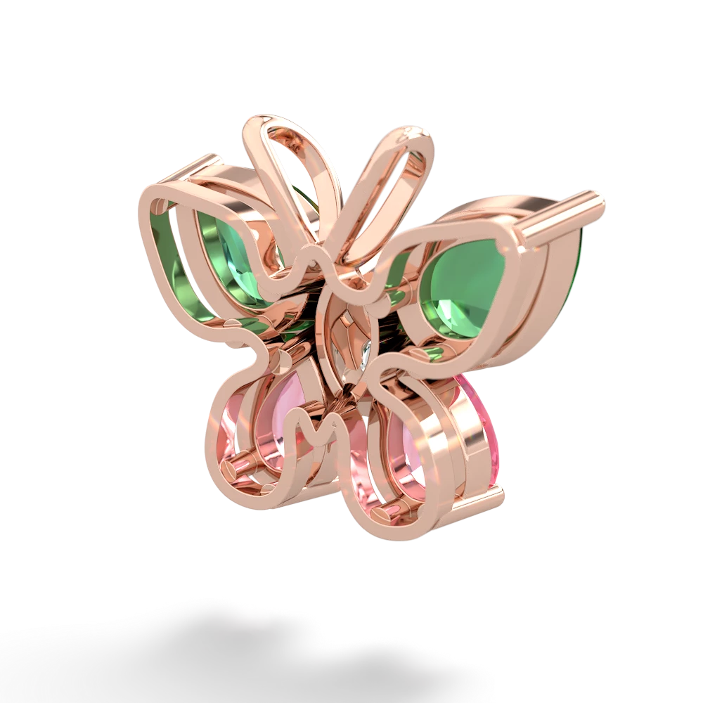 Lab Emerald Butterfly 14K Rose Gold pendant P2215