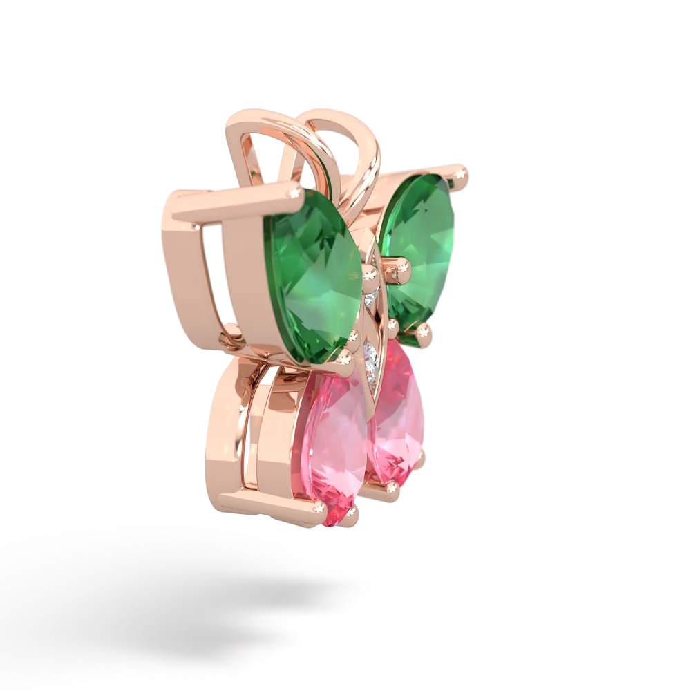 Lab Emerald Butterfly 14K Rose Gold pendant P2215