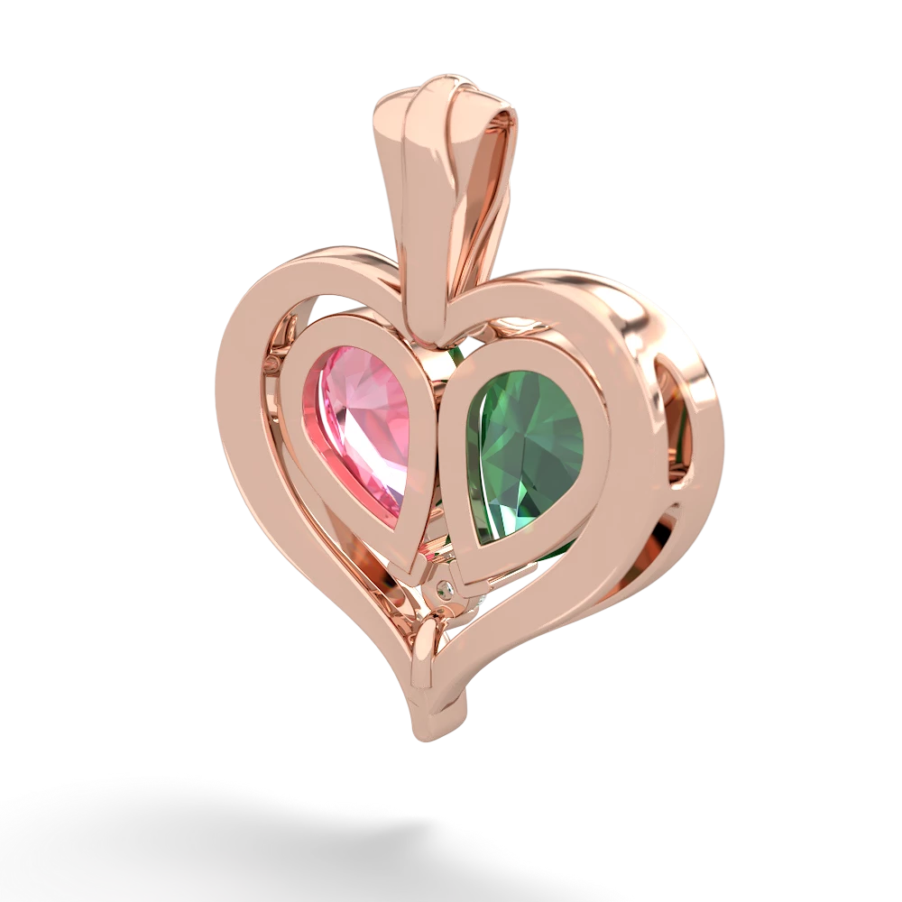 Lab Emerald Two Become One 14K Rose Gold pendant P5330