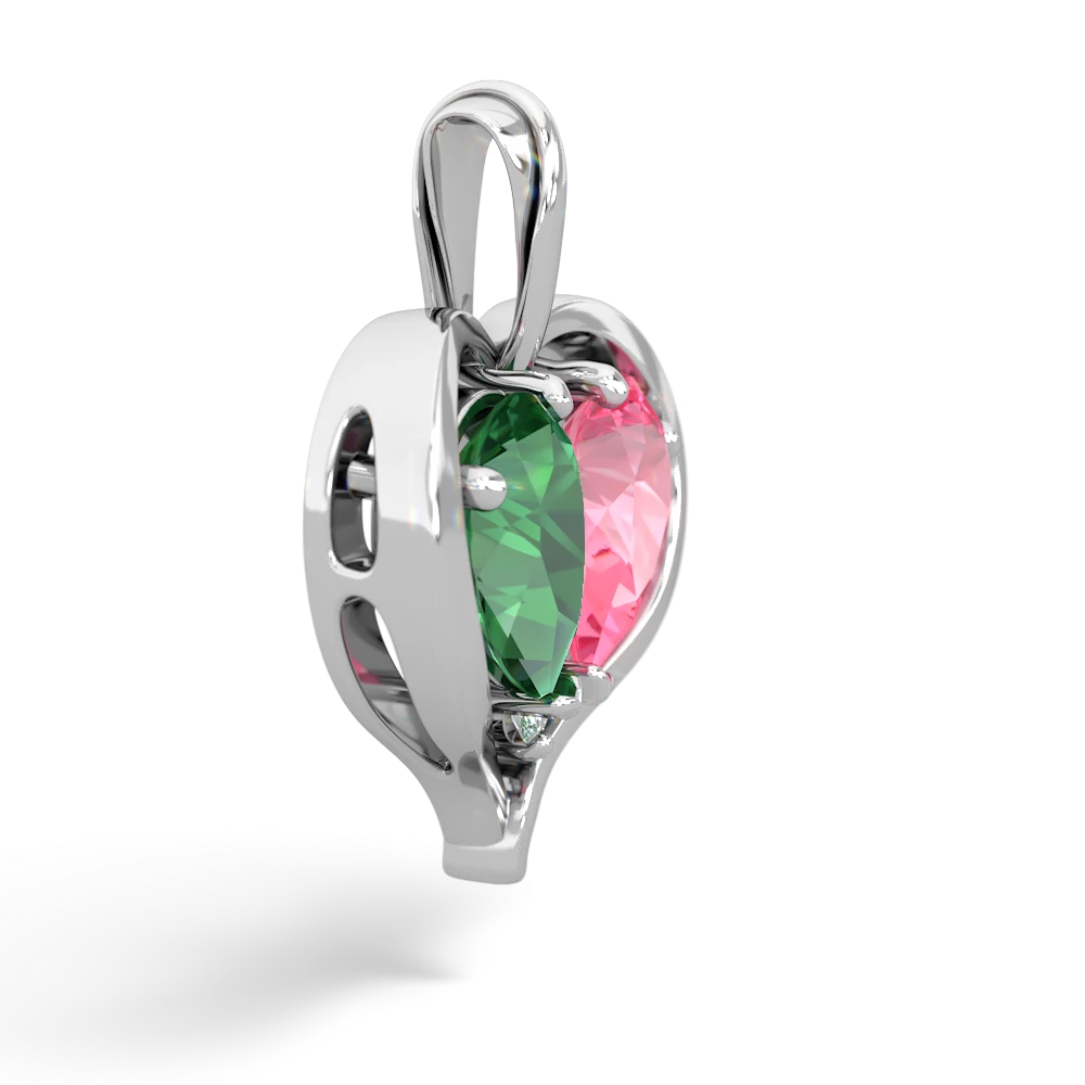 Lab Emerald Two Become One 14K White Gold pendant P5330