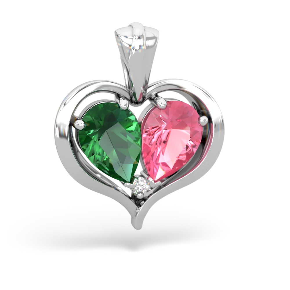 Lab Emerald Two Become One 14K White Gold pendant P5330