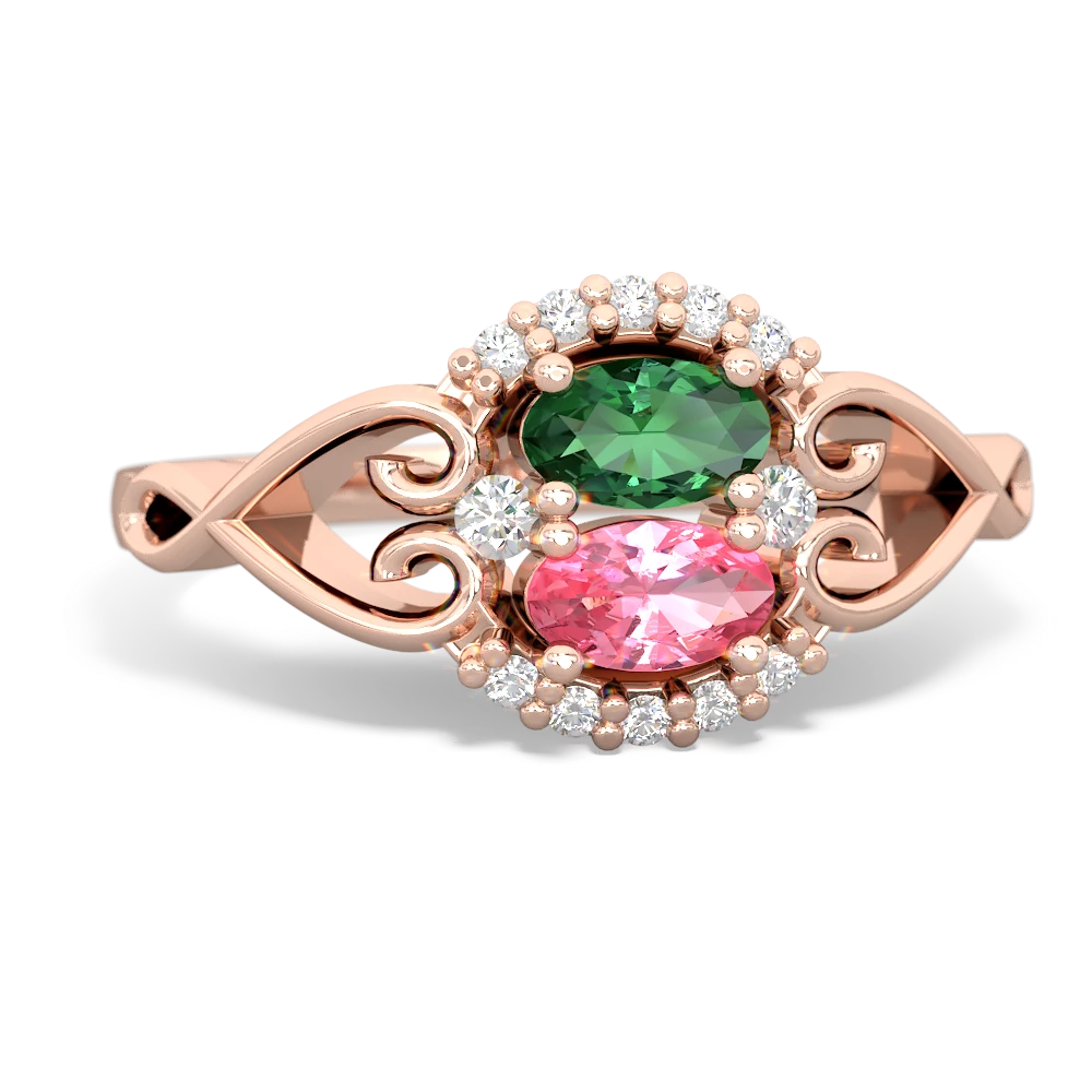 Lab Emerald Love Nest 14K Rose Gold ring R5860