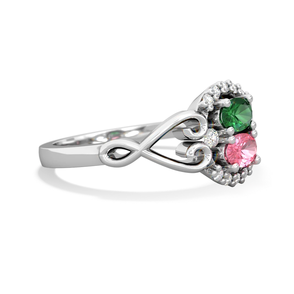 Lab Emerald Love Nest 14K White Gold ring R5860