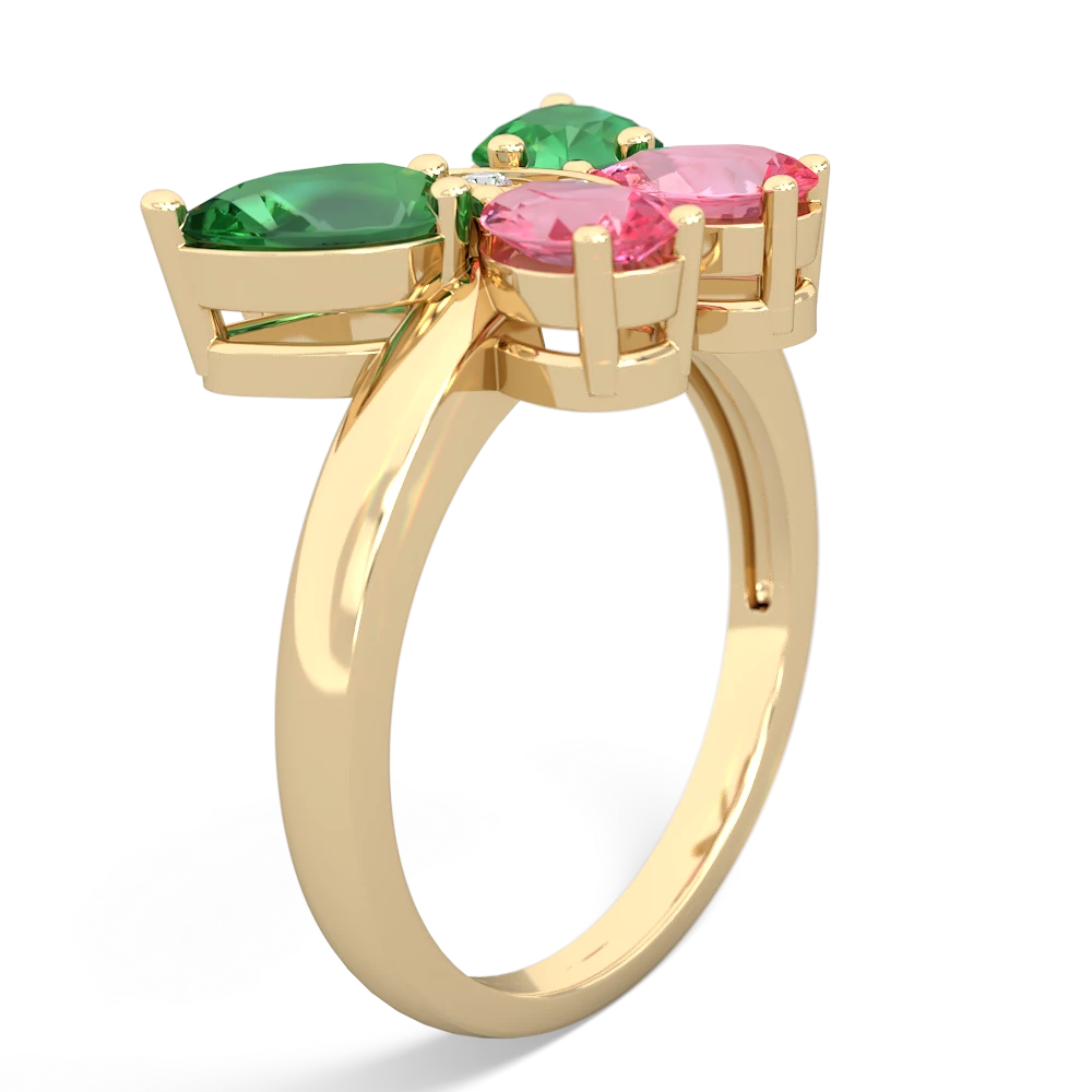 Lab Emerald Butterfly 14K Yellow Gold ring R2215