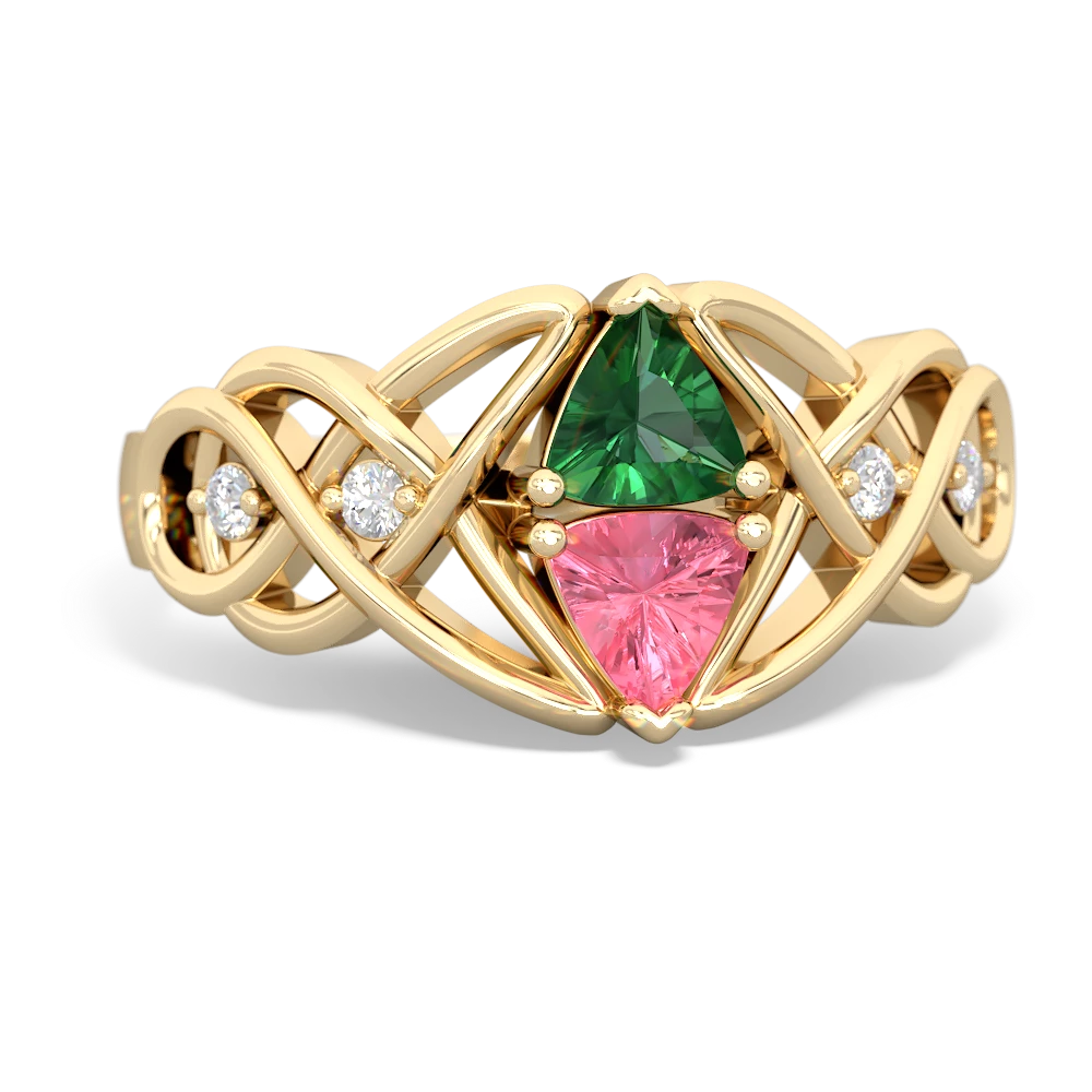 Lab Emerald Keepsake Celtic Knot 14K Yellow Gold ring R5300