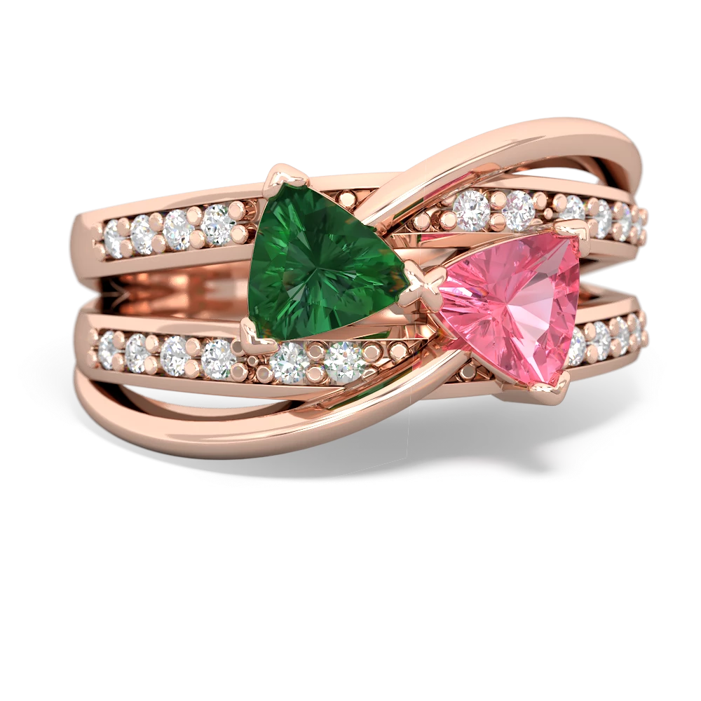 Lab Emerald Bowtie 14K Rose Gold ring R2360