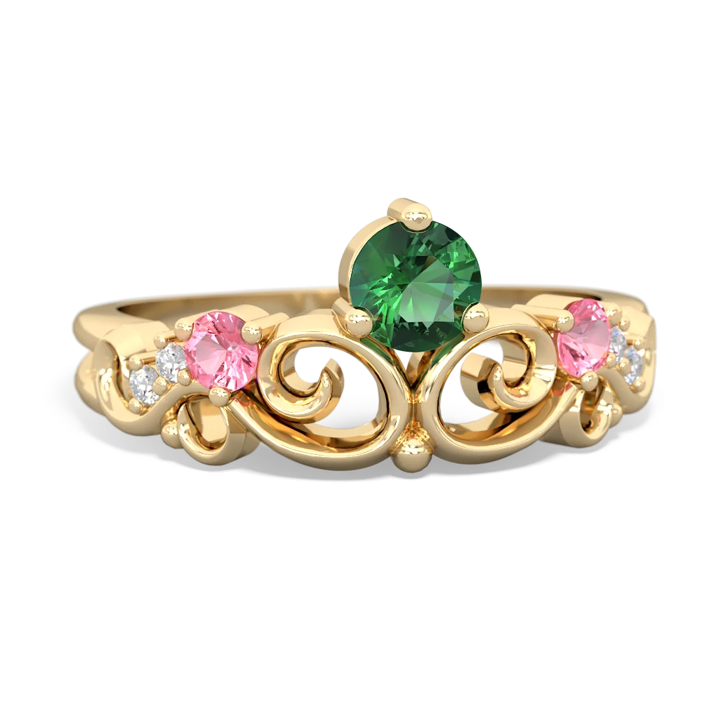 Lab Emerald Crown Keepsake 14K Yellow Gold ring R5740