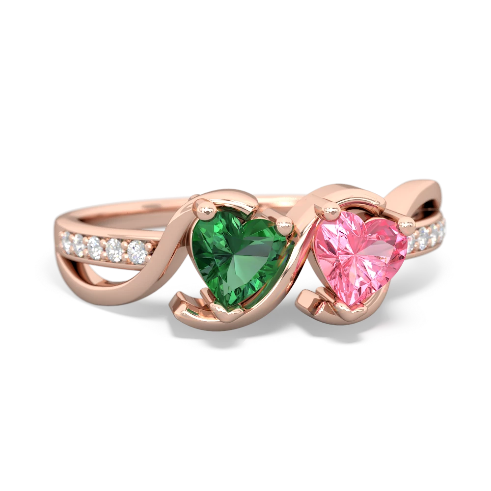 Lab Emerald Side By Side 14K Rose Gold ring R3090