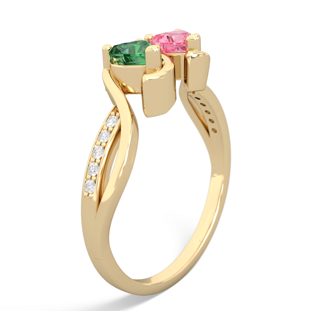 Lab Emerald Side By Side 14K Yellow Gold ring R3090