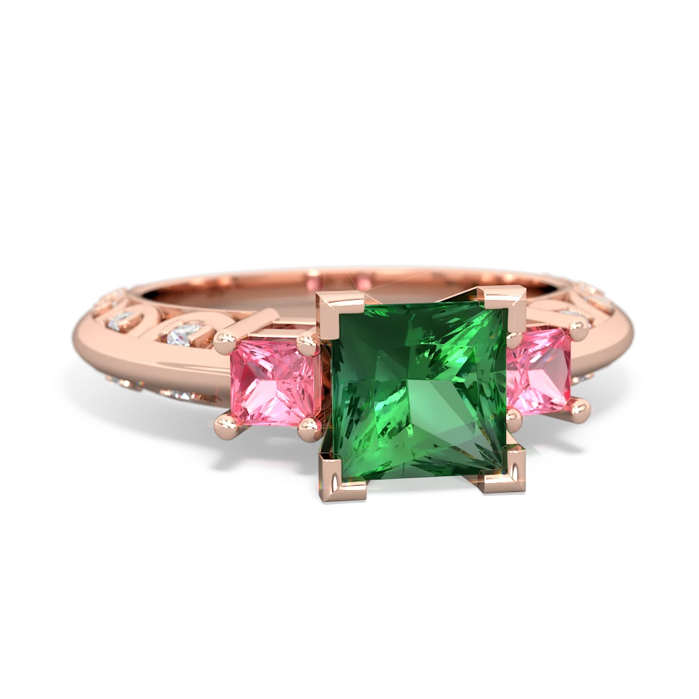 Lab Emerald Eternal Embrace Engagement 14K Rose Gold ring C2001