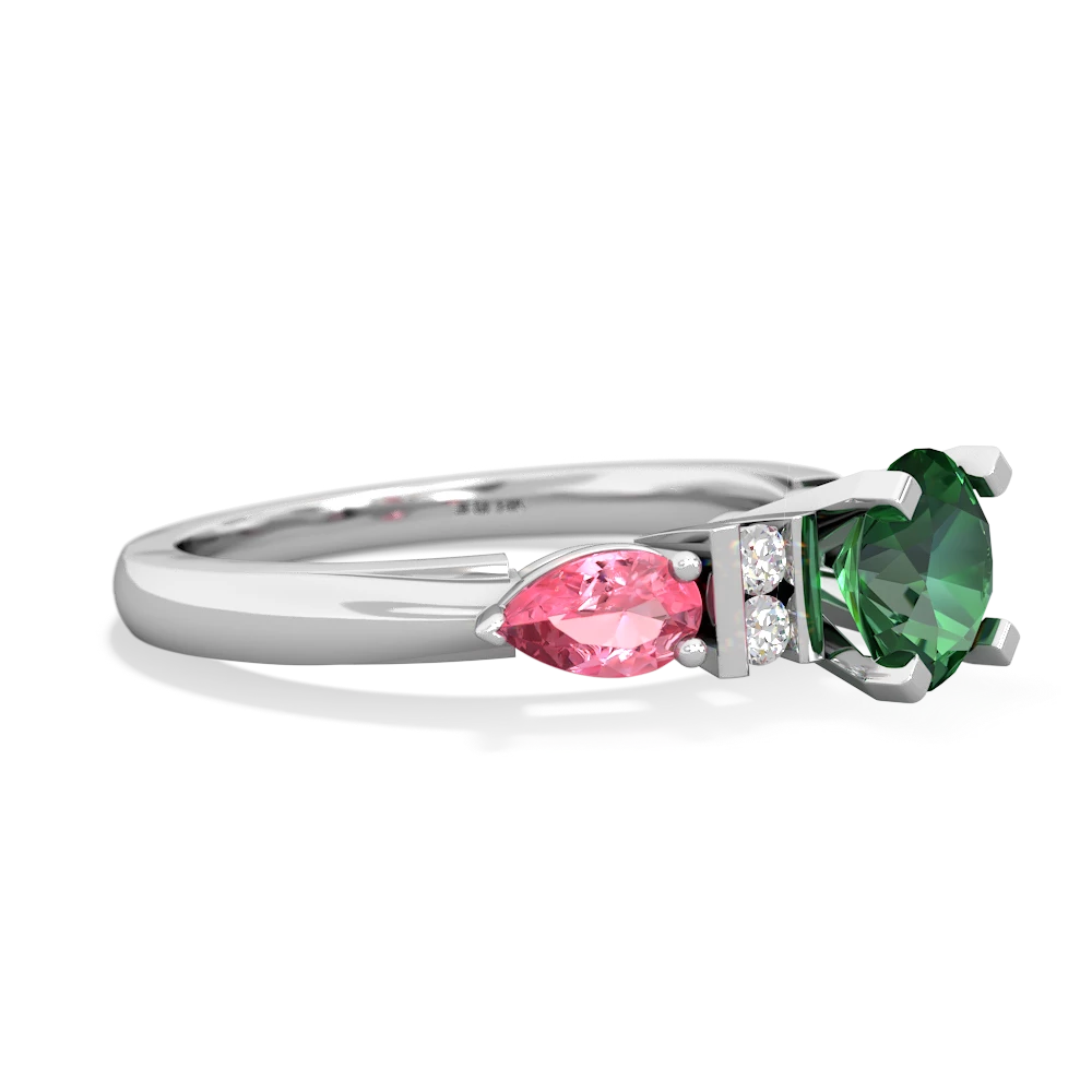 Lab Emerald 6Mm Round Eternal Embrace Engagement 14K White Gold ring R2005