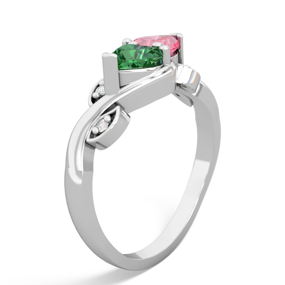 Lab Emerald Floral Elegance 14K White Gold ring R5790