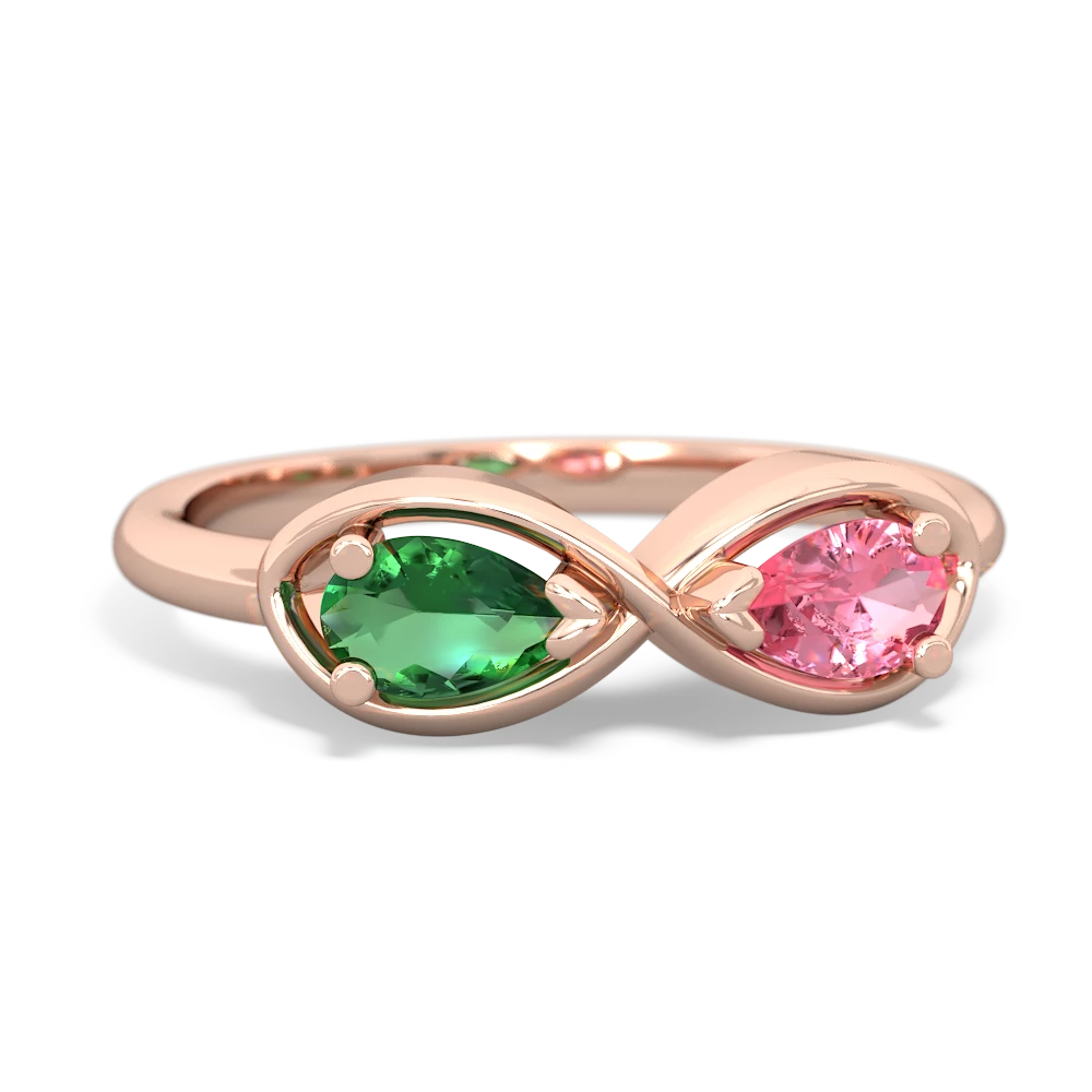 Lab Emerald Infinity 14K Rose Gold ring R5050