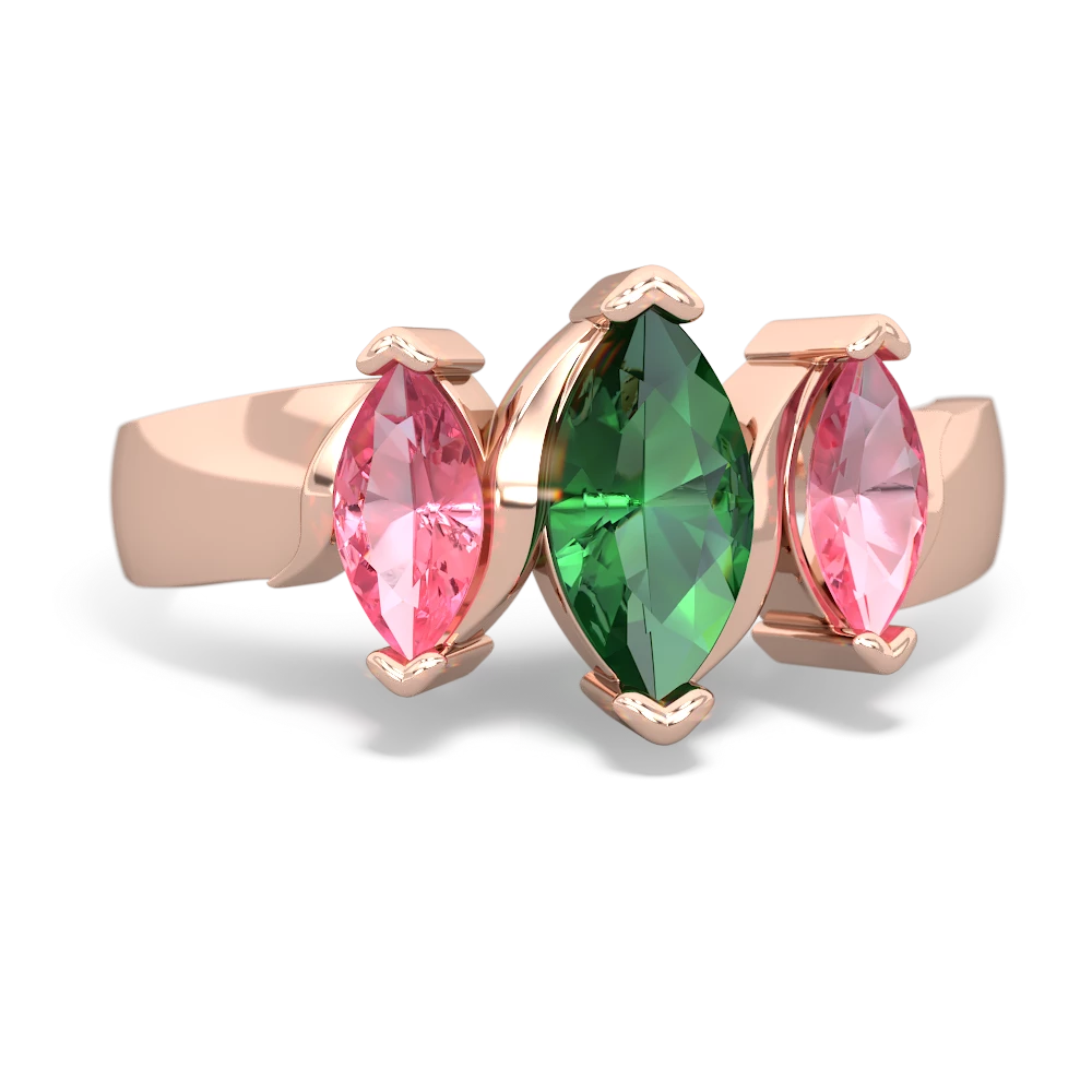 Lab Emerald Three Peeks 14K Rose Gold ring R2433