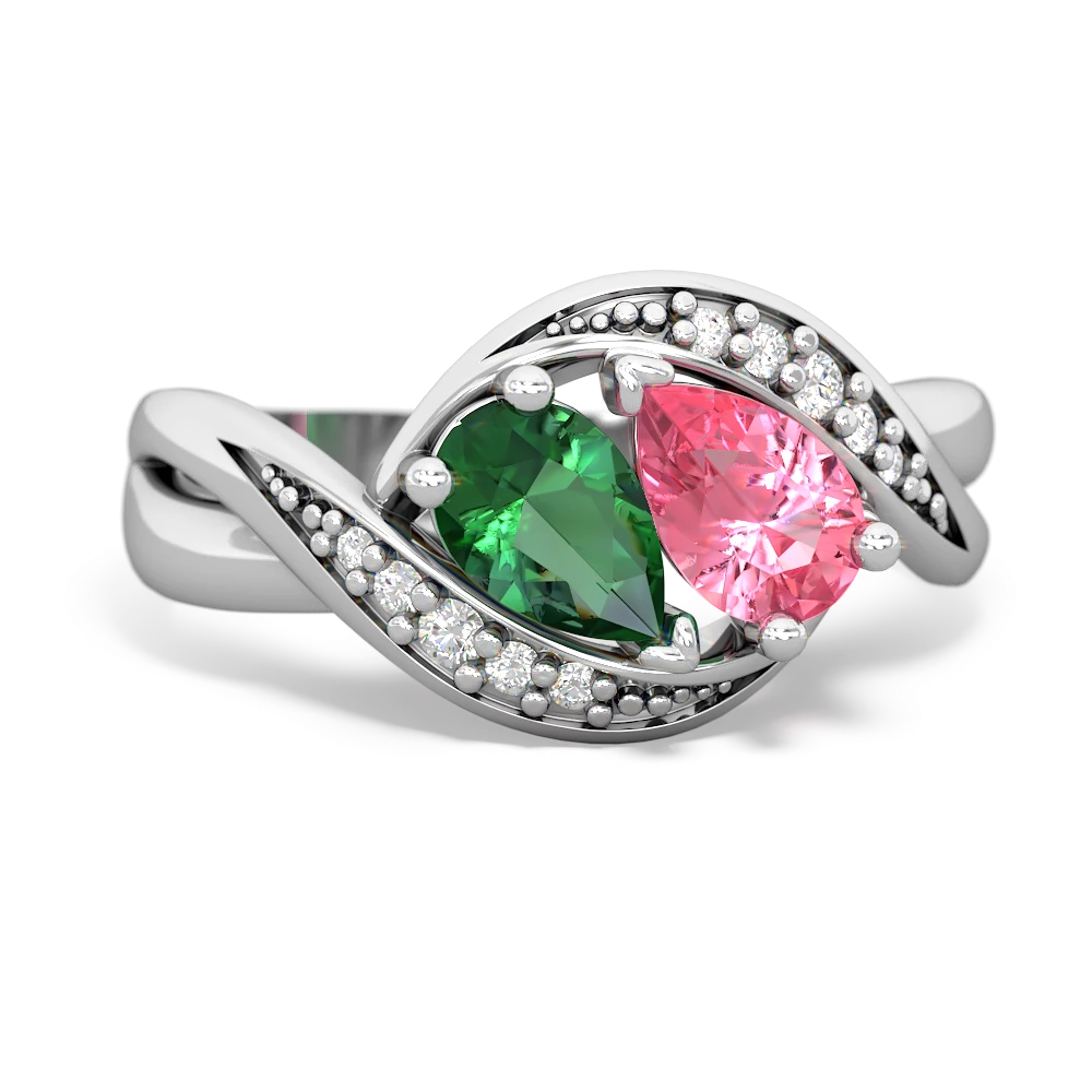 Lab Emerald Summer Winds 14K White Gold ring R5342