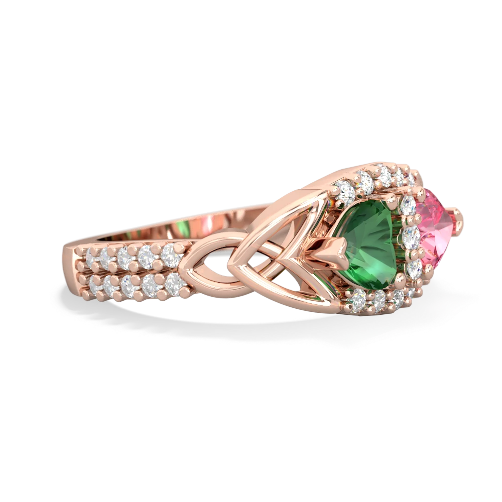 Lab Emerald Sparkling Celtic Knot 14K Rose Gold ring R2645