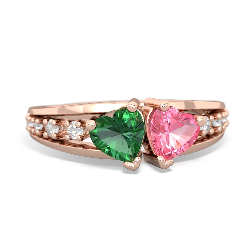 Lab Emerald Heart To Heart 14K Rose Gold ring R3342