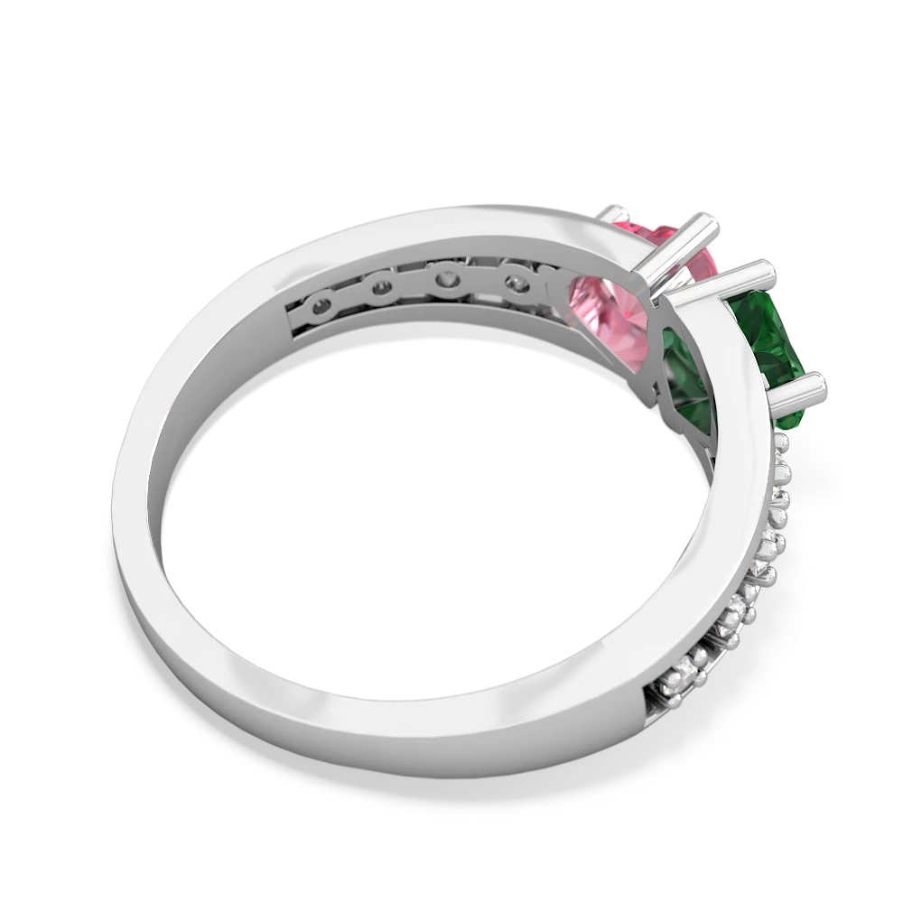 Lab Emerald Heart To Heart 14K White Gold ring R3342