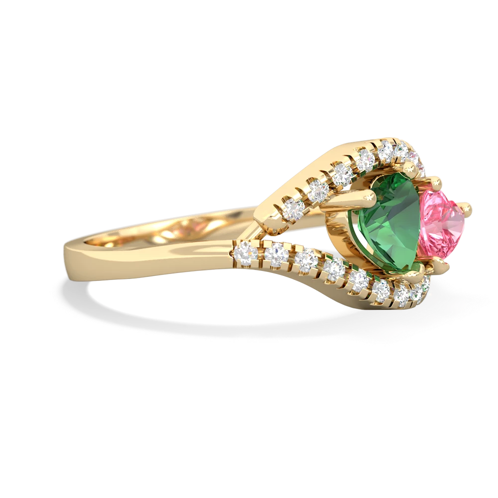 Lab Emerald Mother And Child 14K Yellow Gold ring R3010