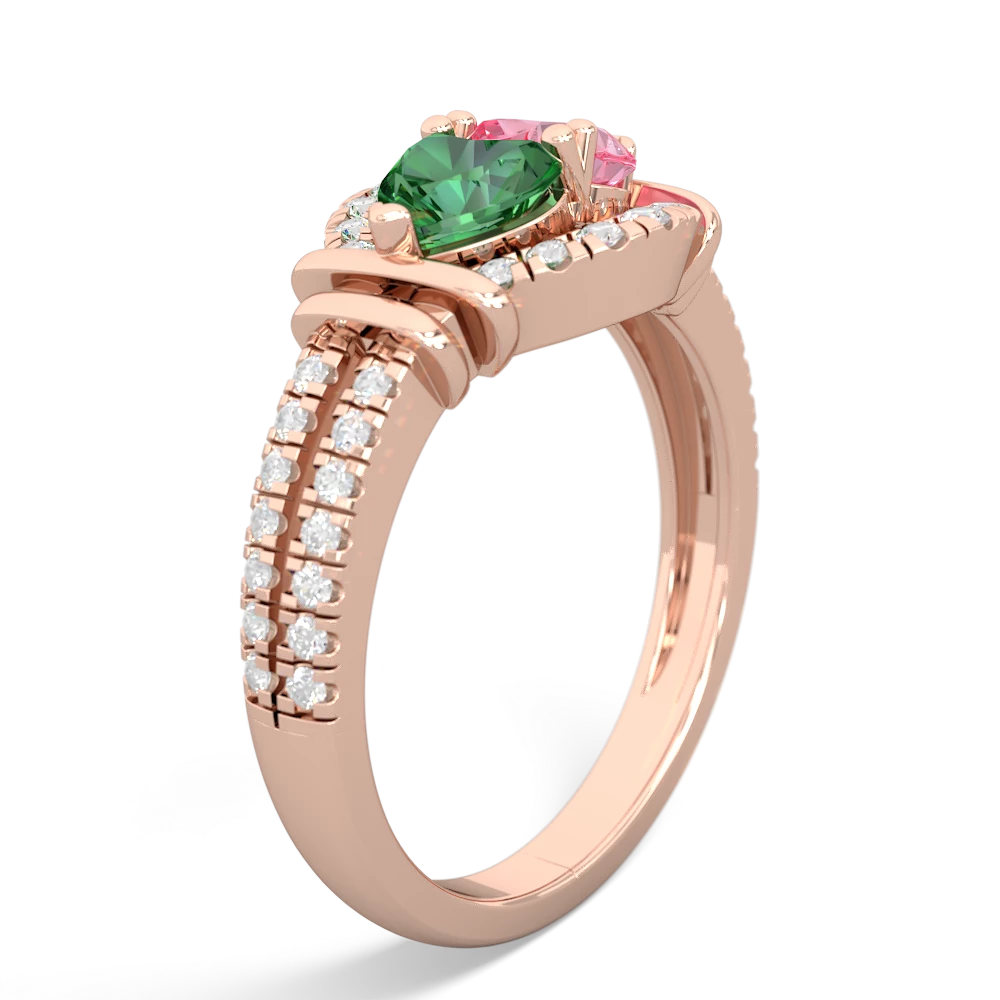 Lab Emerald Art-Deco Keepsake 14K Rose Gold ring R5630