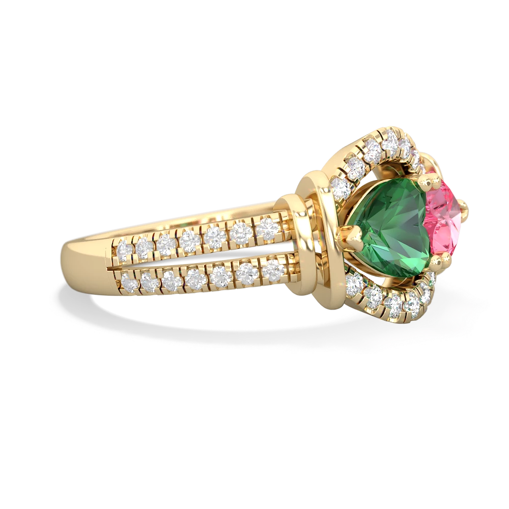 Lab Emerald Art-Deco Keepsake 14K Yellow Gold ring R5630