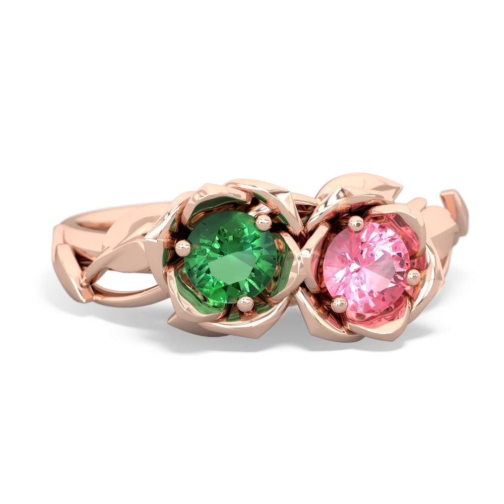 Lab Emerald Rose Garden 14K Rose Gold ring R5510