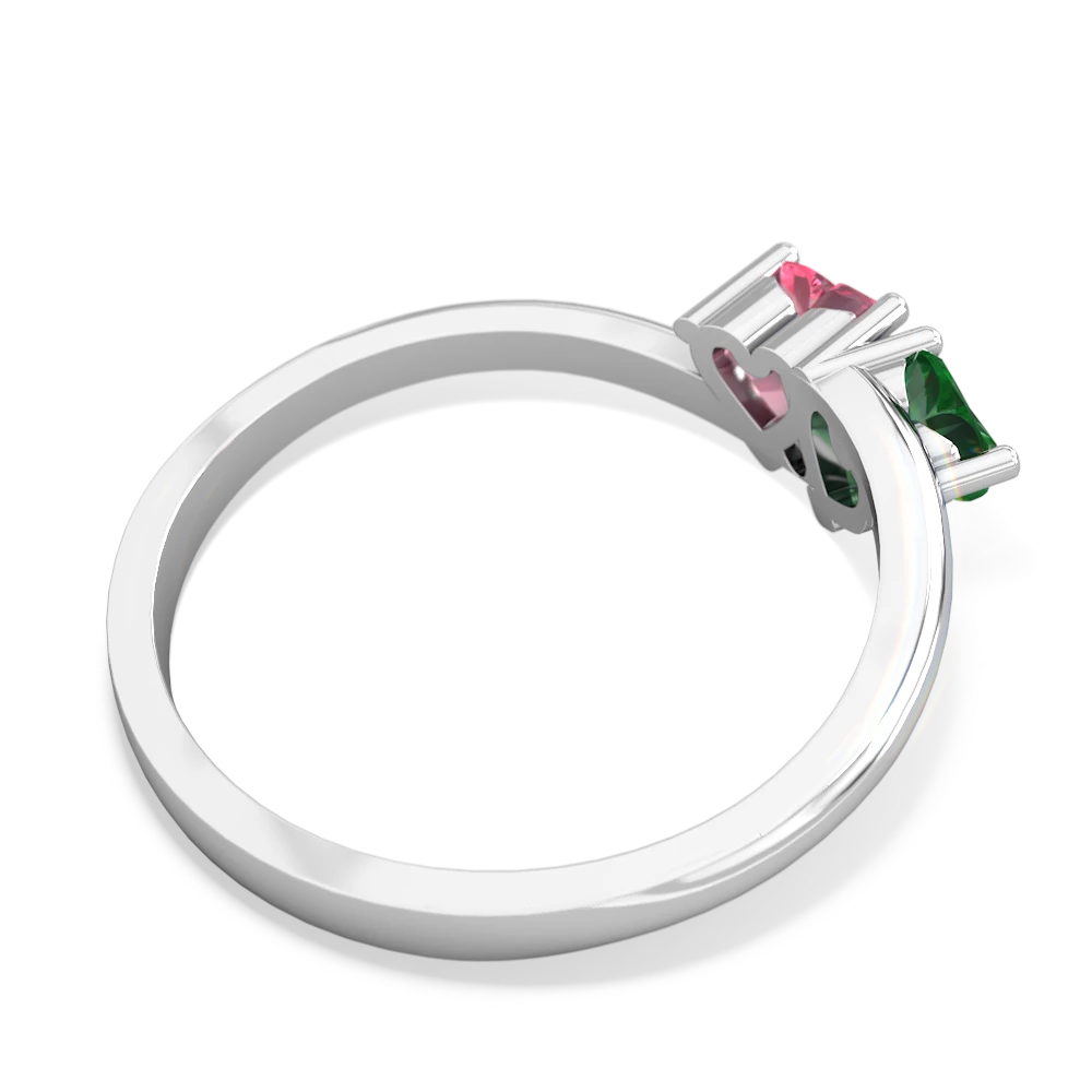 Lab Emerald Sweethearts 14K White Gold ring R5260