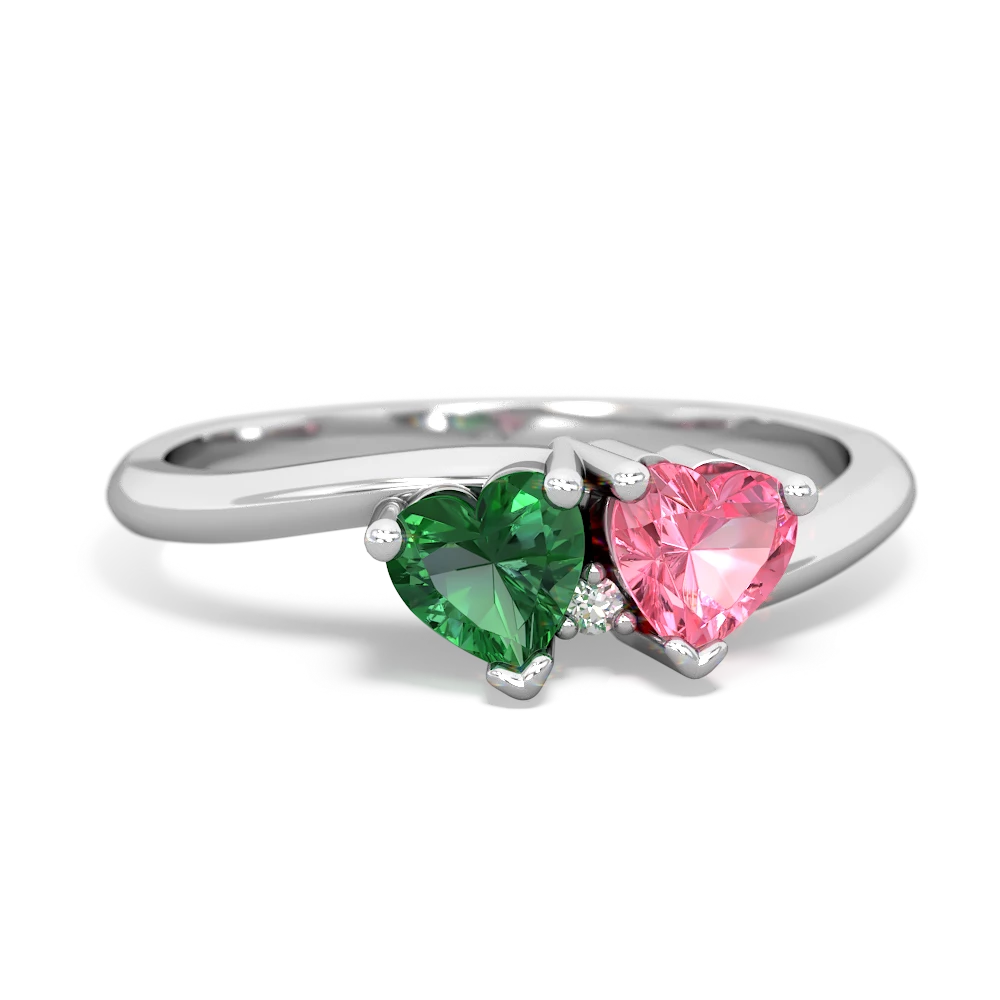 Lab Emerald Sweethearts 14K White Gold ring R5260