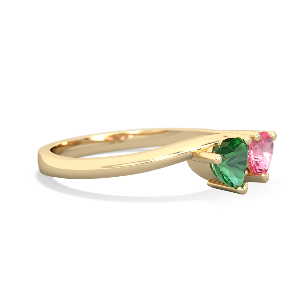 Lab Emerald Sweethearts 14K Yellow Gold ring R5260