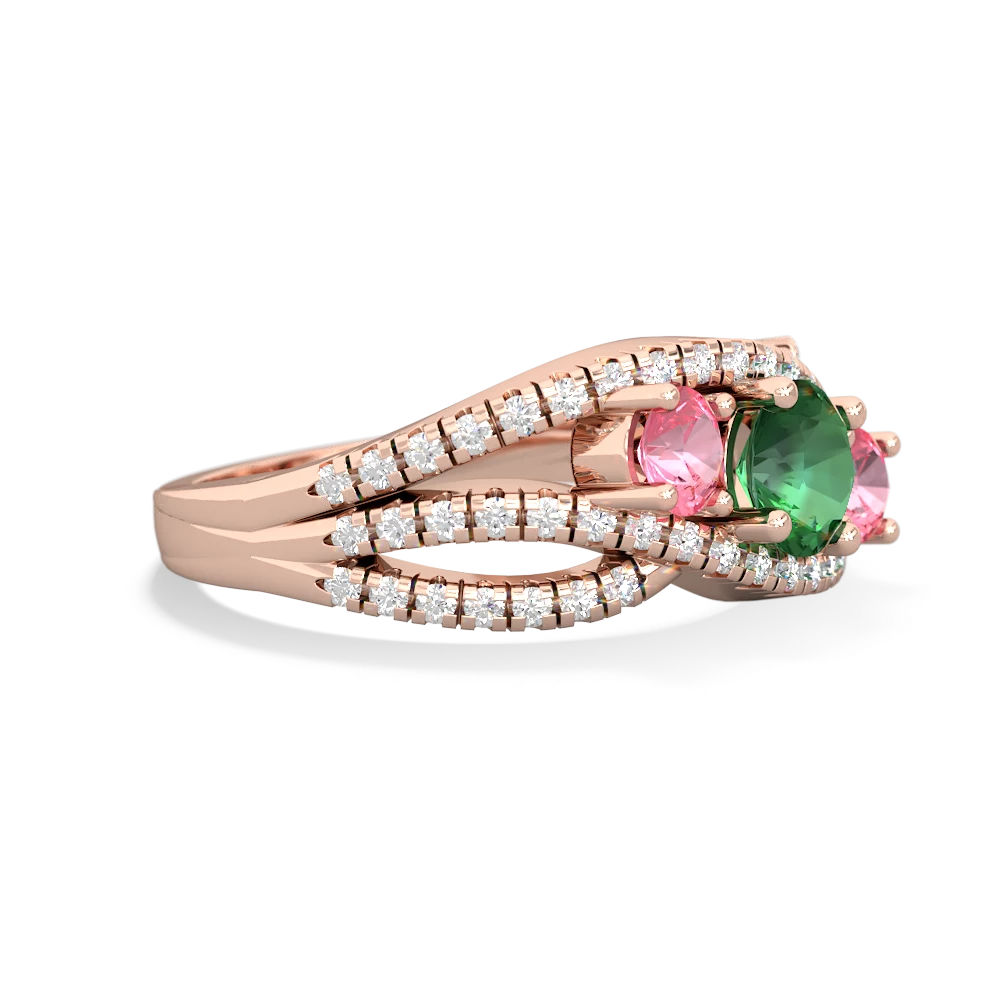 Lab Emerald Three Stone Aurora 14K Rose Gold ring R3080