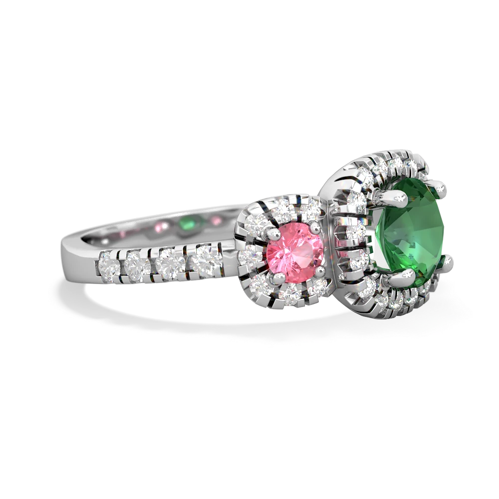 Lab Emerald Regal Halo 14K White Gold ring R5350