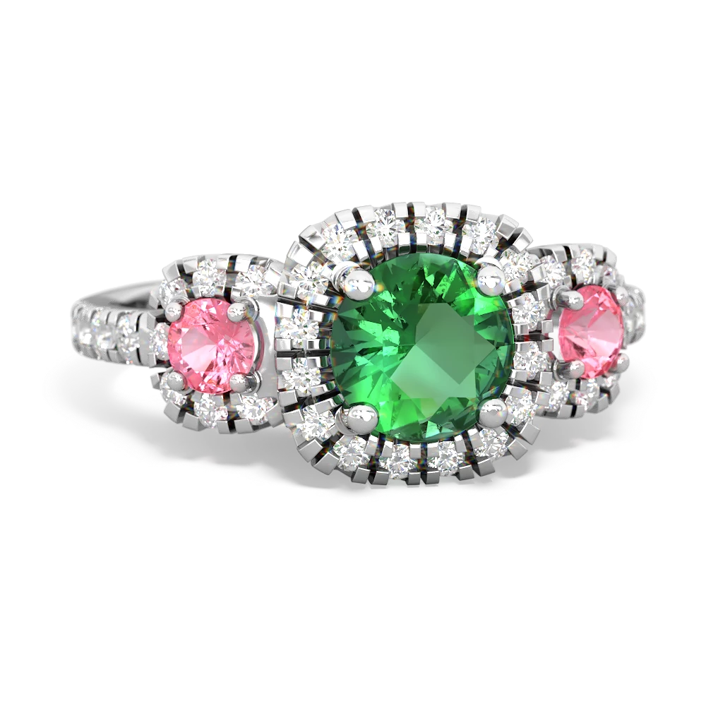 Lab Emerald Regal Halo 14K White Gold ring R5350