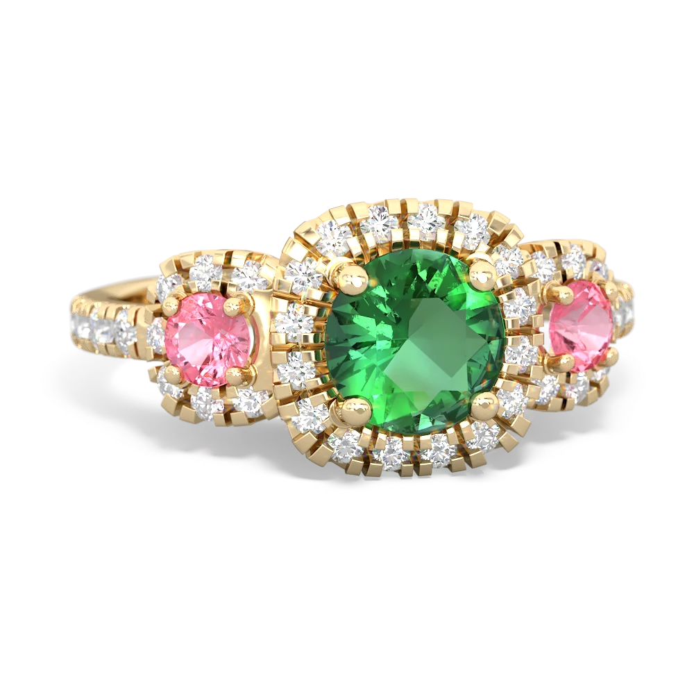 Lab Emerald Regal Halo 14K Yellow Gold ring R5350