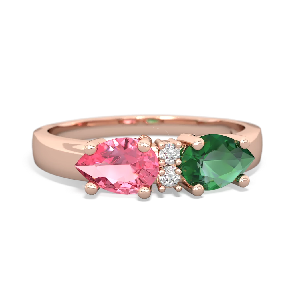 Lab Emerald Pear Bowtie 14K Rose Gold ring R0865