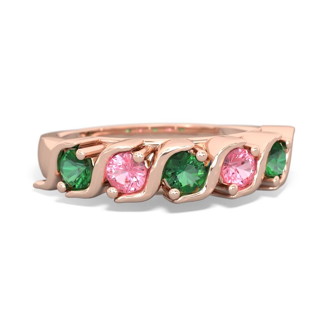 Lab Emerald Anniversary Band 14K Rose Gold ring R2089