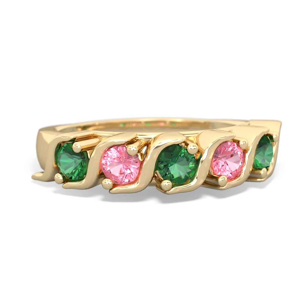 Lab Emerald Anniversary Band 14K Yellow Gold ring R2089