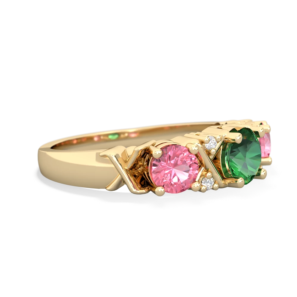 Lab Emerald Hugs And Kisses 14K Yellow Gold ring R5016