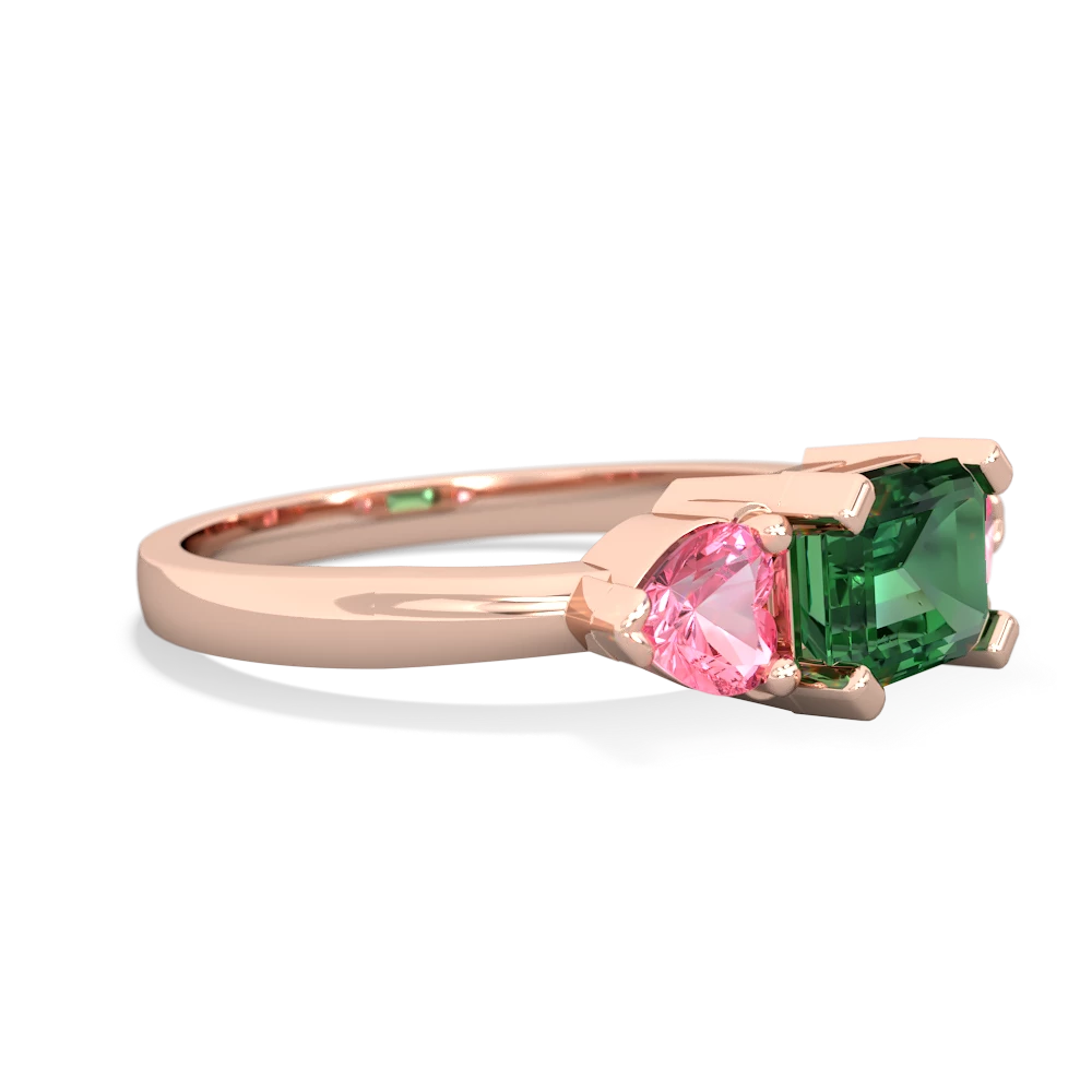 Lab Emerald Three Stone 14K Rose Gold ring R5235