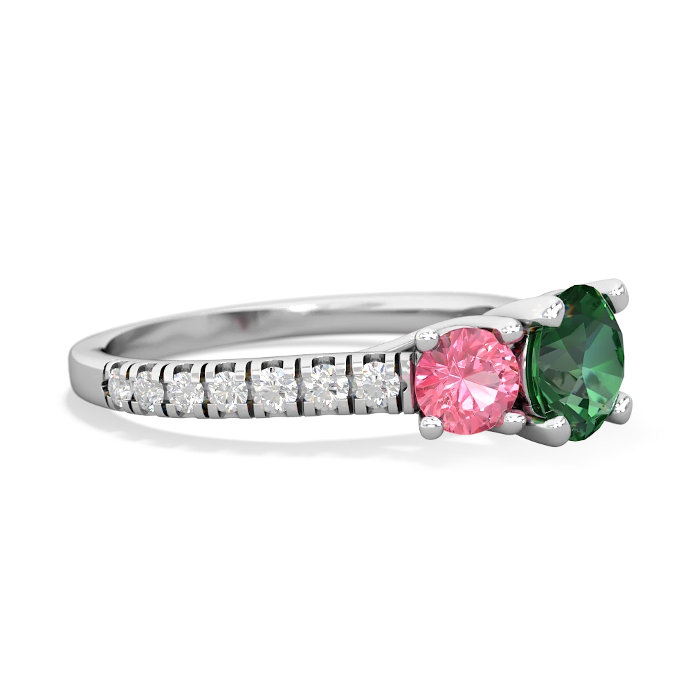 Lab Emerald Pave Trellis 14K White Gold ring R5500