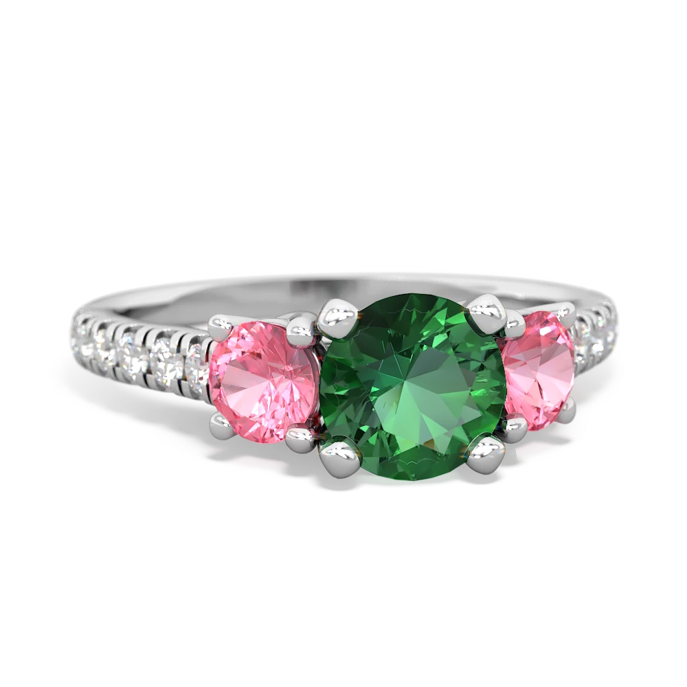 Lab Emerald Pave Trellis 14K White Gold ring R5500