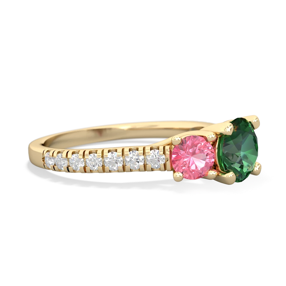 Lab Emerald Pave Trellis 14K Yellow Gold ring R5500