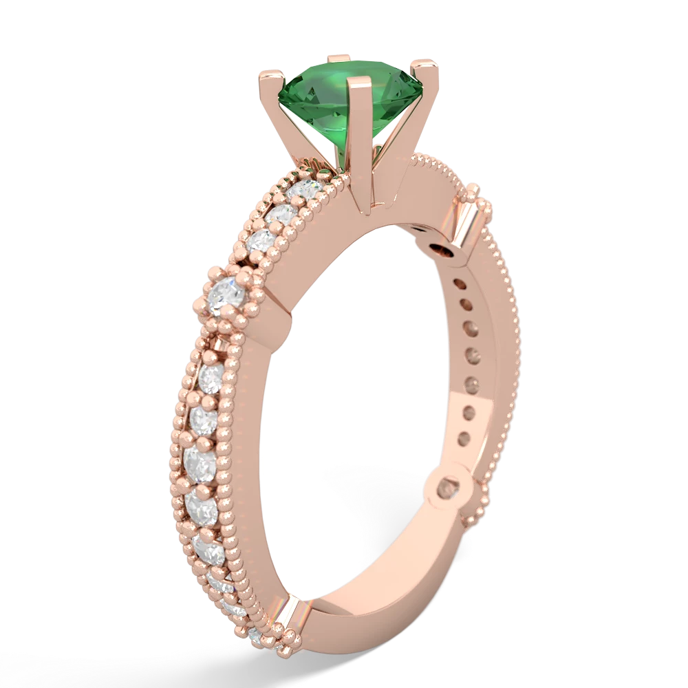 Lab Emerald Sparkling Tiara 6Mm Round 14K Rose Gold ring R26296RD