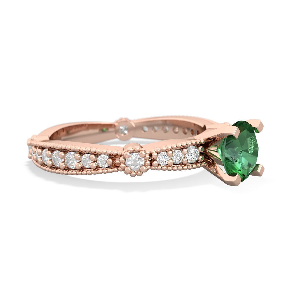 Lab Emerald Sparkling Tiara 6Mm Round 14K Rose Gold ring R26296RD