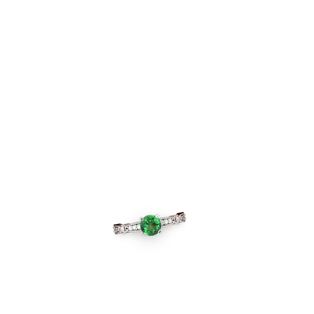 Lab Emerald Sparkling Tiara 6Mm Round 14K White Gold ring R26296RD