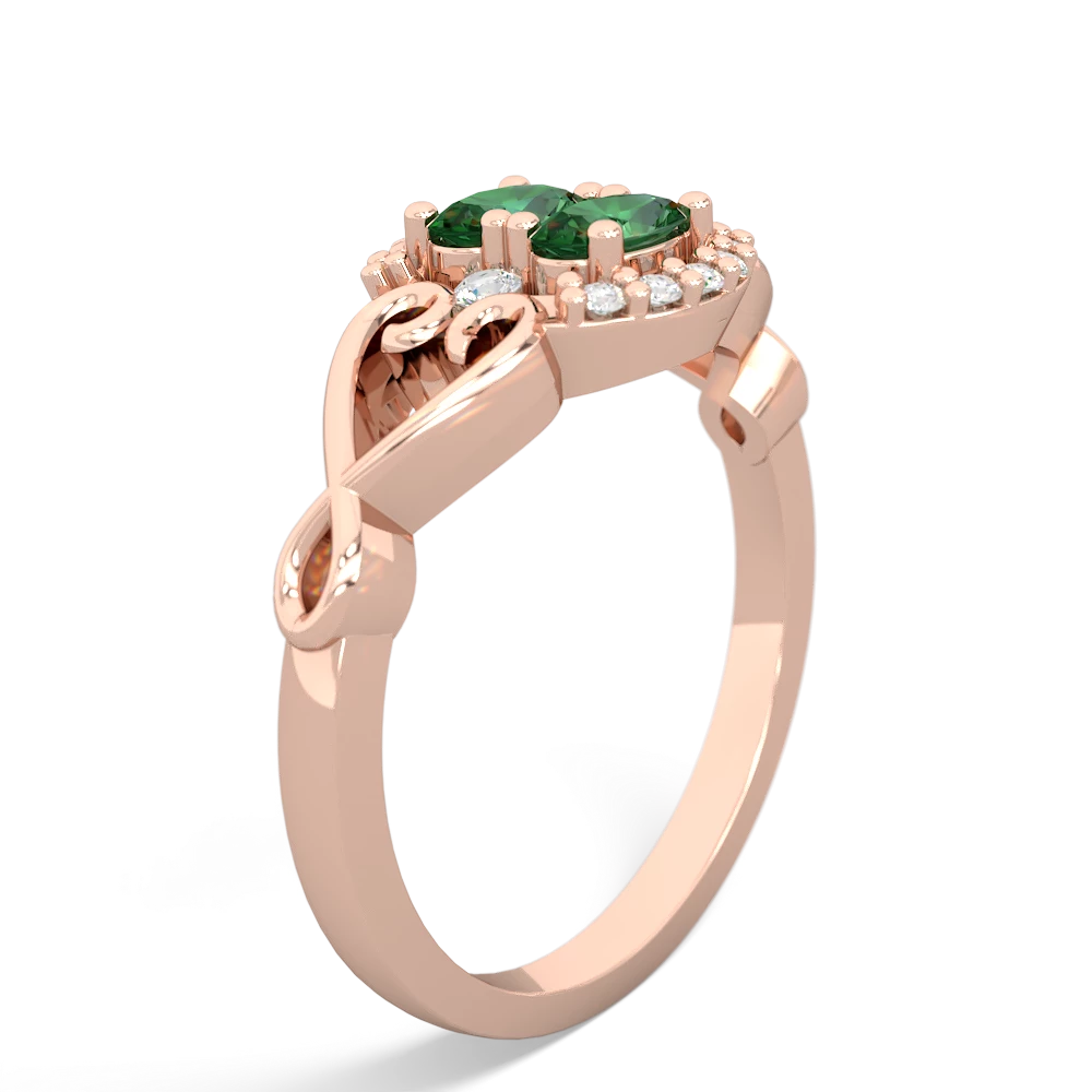 Lab Emerald Love Nest 14K Rose Gold ring R5860